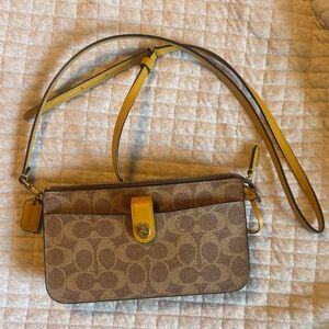 Coach Brown and Yellow Crossbody Bag